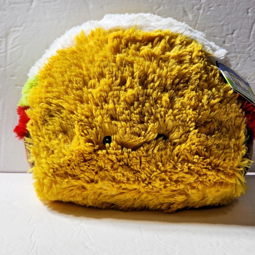 Squishable Mini Taco Lettuce Tomato Sewn Smiley Face Plush Foodie Pillow 10"
